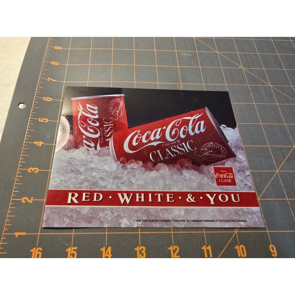 Vintage 1986 Coca-Cola Classic Red White & You Soda Advertising Sign 8x6 - Picture 2 of 4